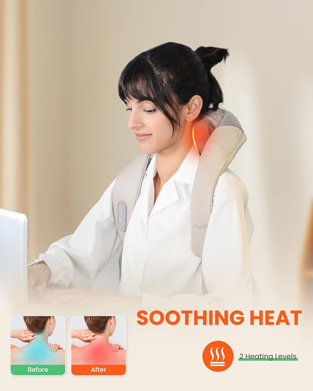 Cordless Neck & Back Massager with Heat Therapy
