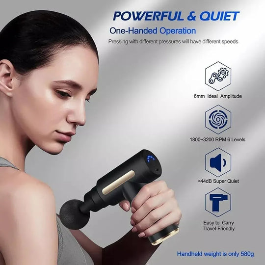 Mini Massage Gun, Percussion Deep Tissues Muscle Massager Gun with 6 Speeds