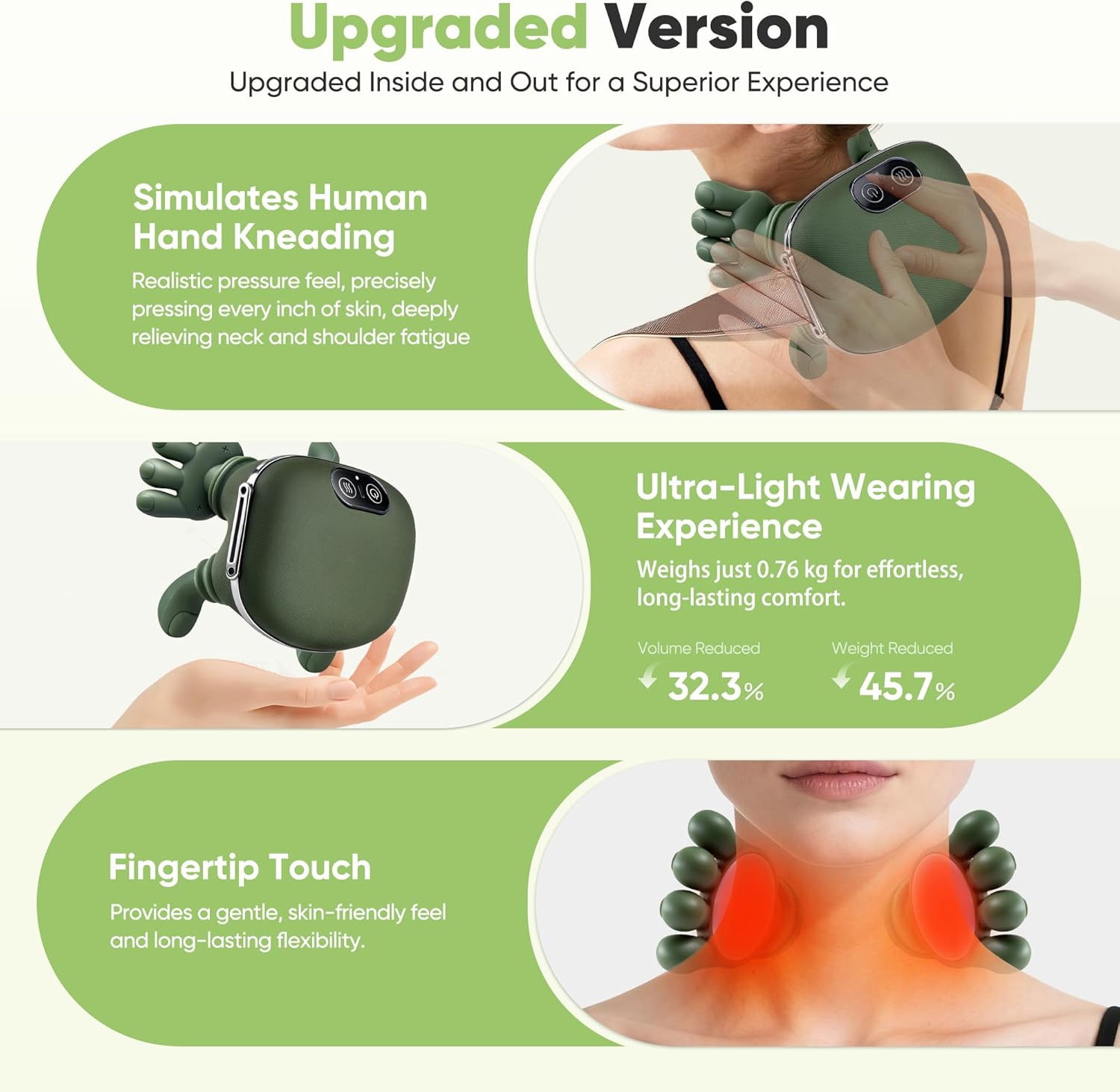 Turtle Neck and Back Massager, Simulated Human Hand Design