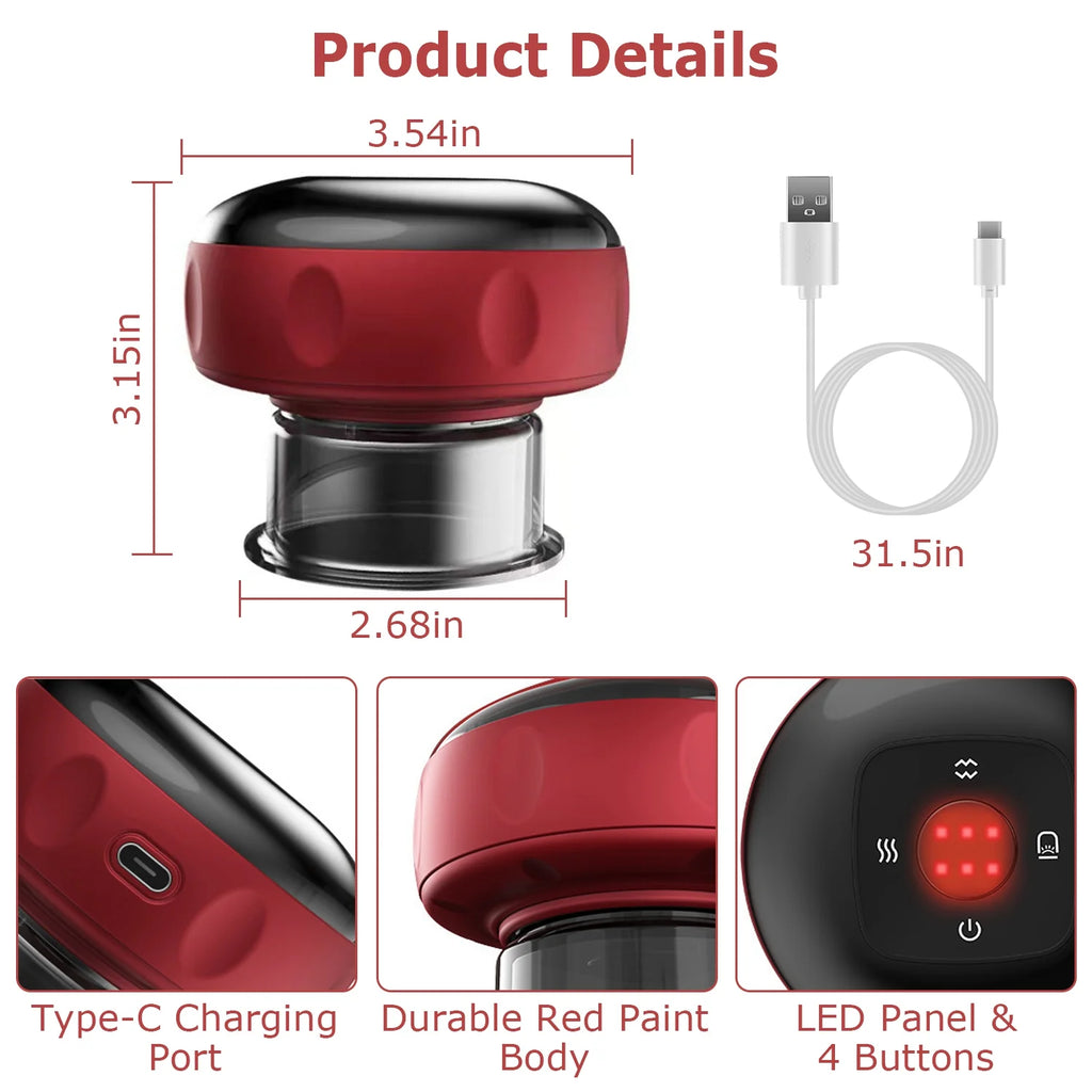 Electric Cupping Massager with Infrared Therapy – Pain Relief & Muscle Recovery