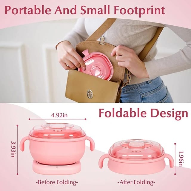 Portable Silicone Wax Warmer 400ML Foldable Wax Heater Hair Removal Wax